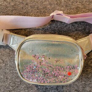 State Mini Crosby Silver and Lilac Purple Sequin Crossbody Fanny Pack Purse